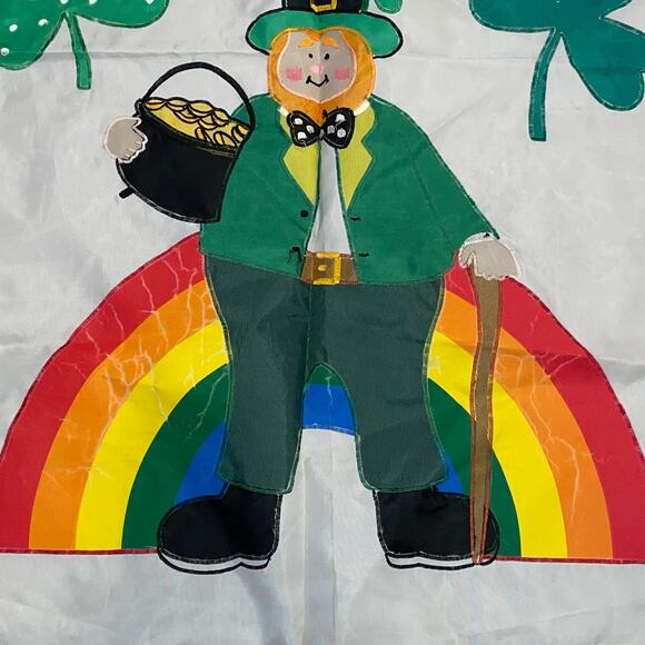 St Patricks Day Shamrock Flag Leprechaun Rainbow Pot of Gold Yard House Banner - Picture 4 of 7